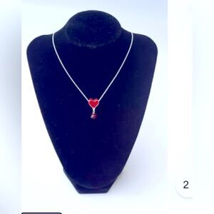 🎁heart shaped Swarovski Crystal Ruby red necklace pendant 💥